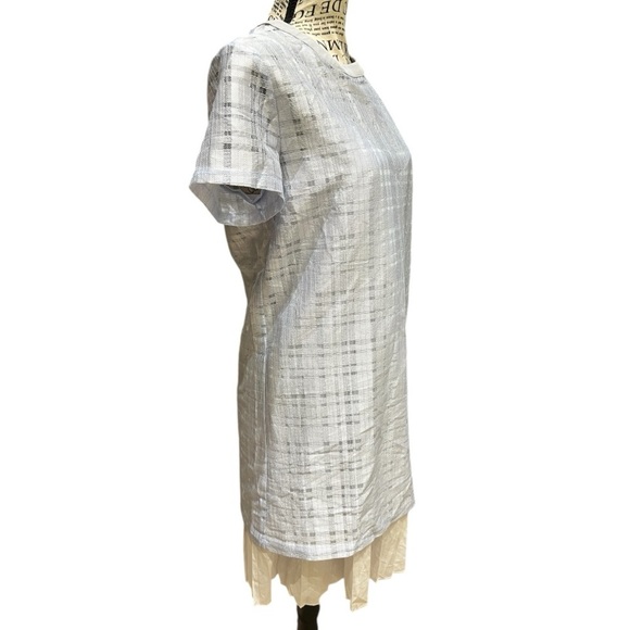 ENGLISH FACTORY Gridded baby blue dress size Small NWT with white slip dress - Picture 1 of 17